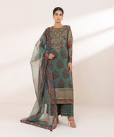 3 Piece - Embroidered Organza Suit