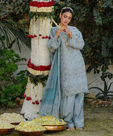 3 Piece - Embroidered Cotton Jacquard Suit
