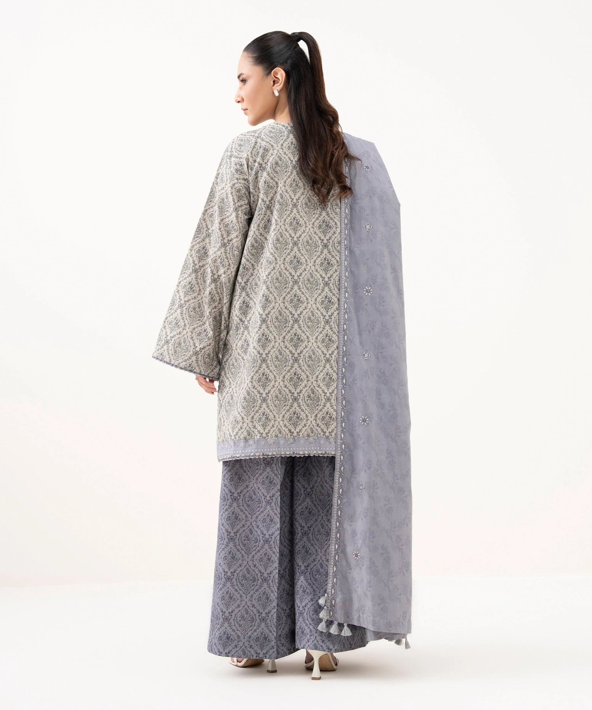 3 Piece - Embroidered Crosshatch Suit