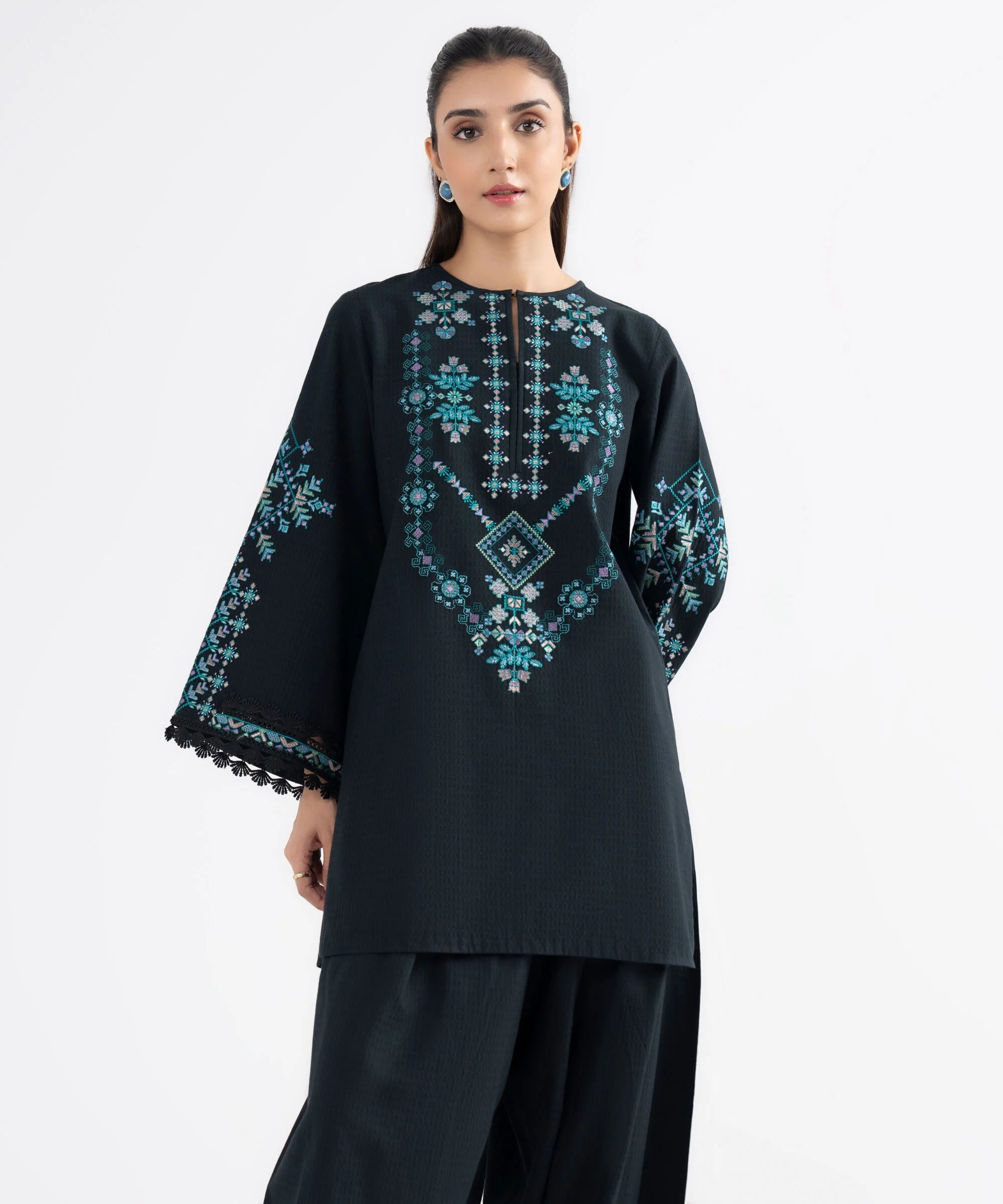 2 Piece - Embroidered Dobby Suit