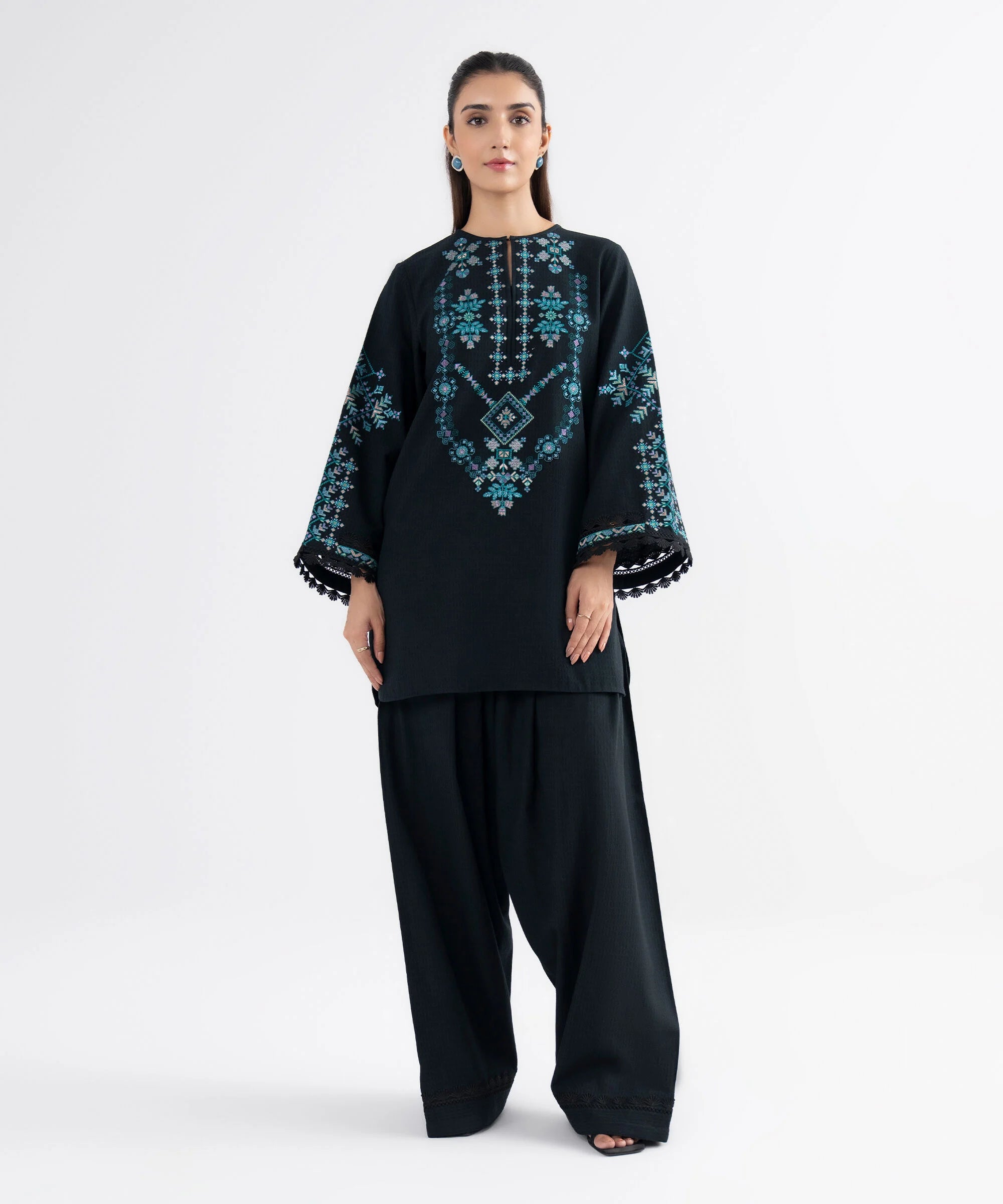 2 Piece - Embroidered Dobby Suit