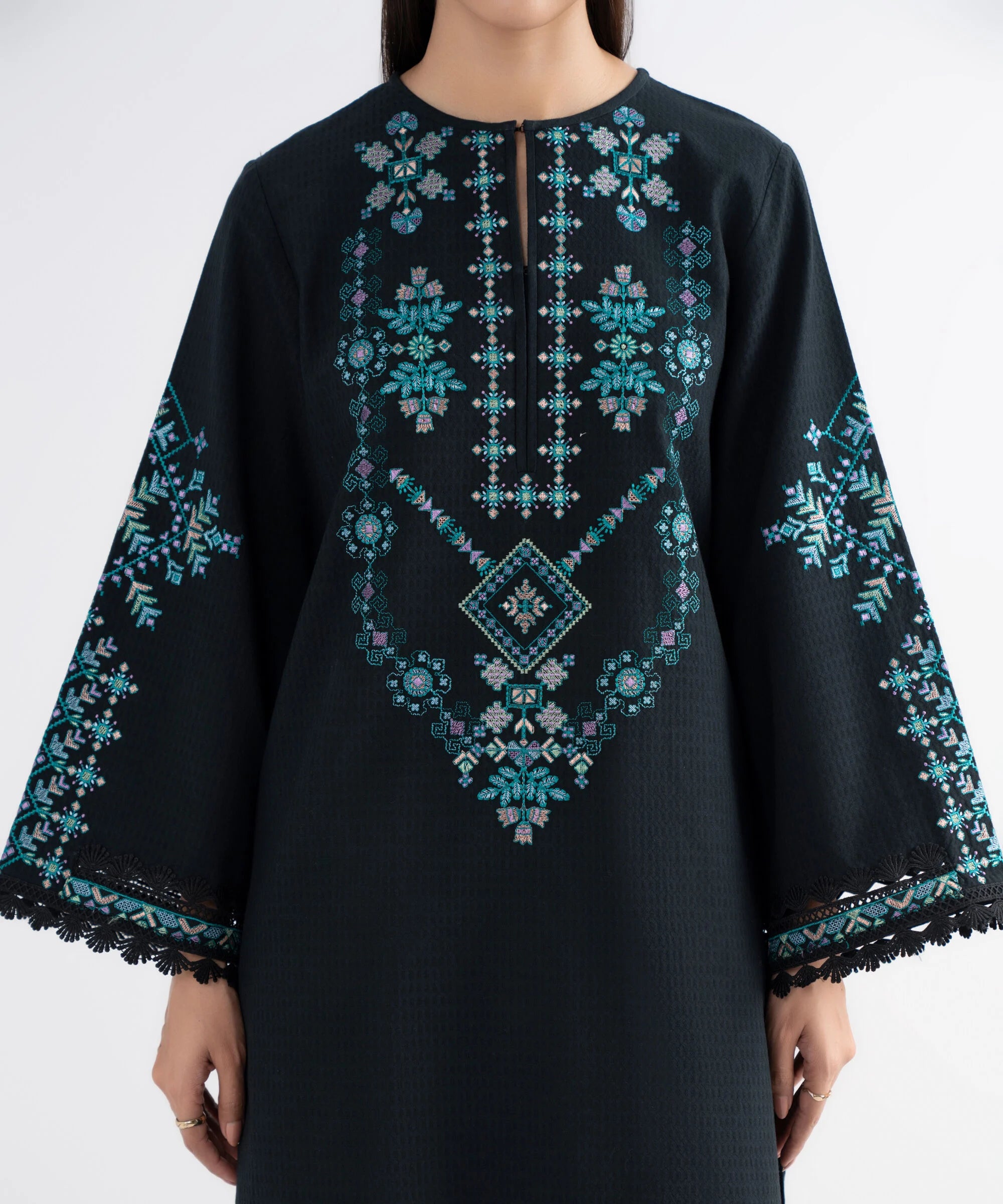 2 Piece - Embroidered Dobby Suit