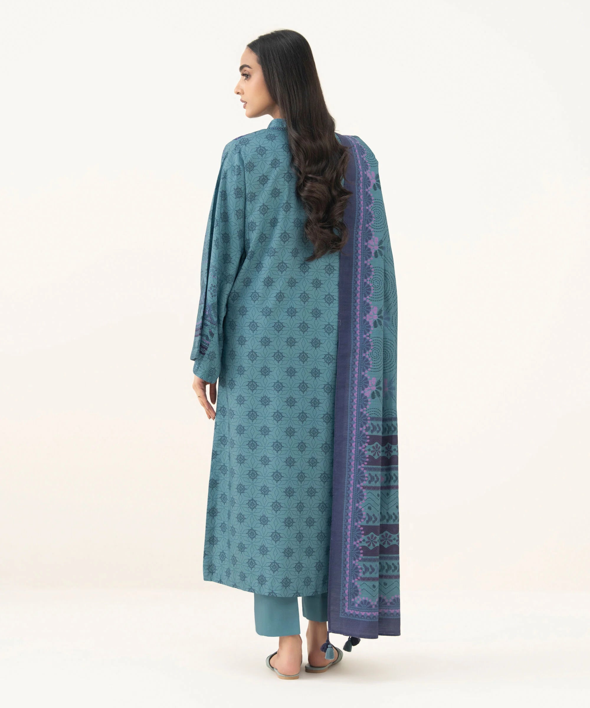 3 Piece - Printed Linen Suit