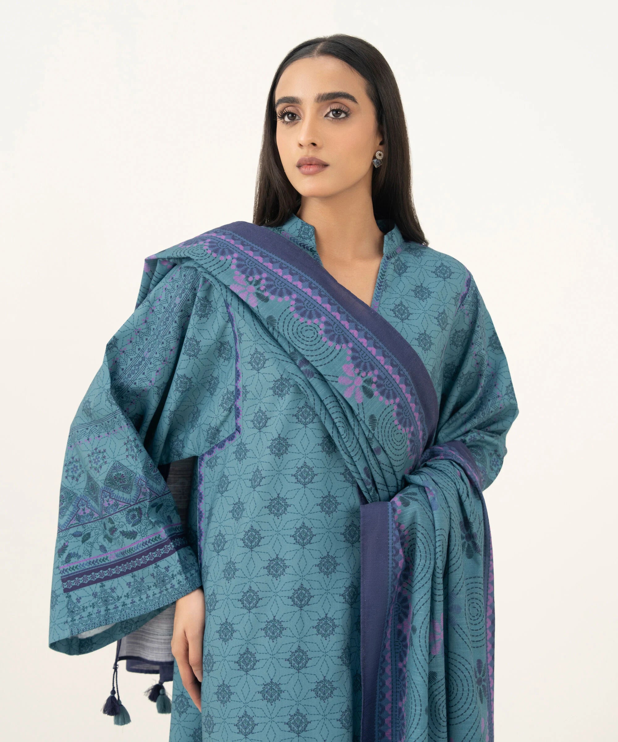 3 Piece - Printed Linen Suit