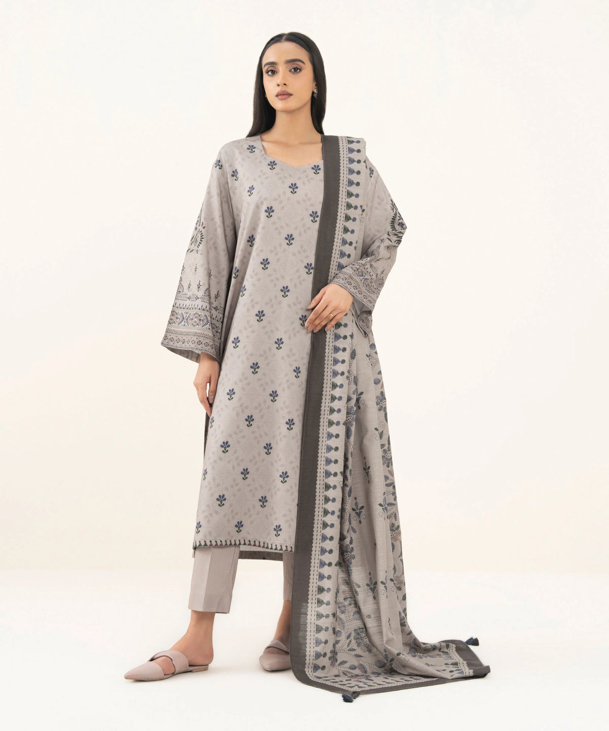 3 Piece - Printed Linen Suit