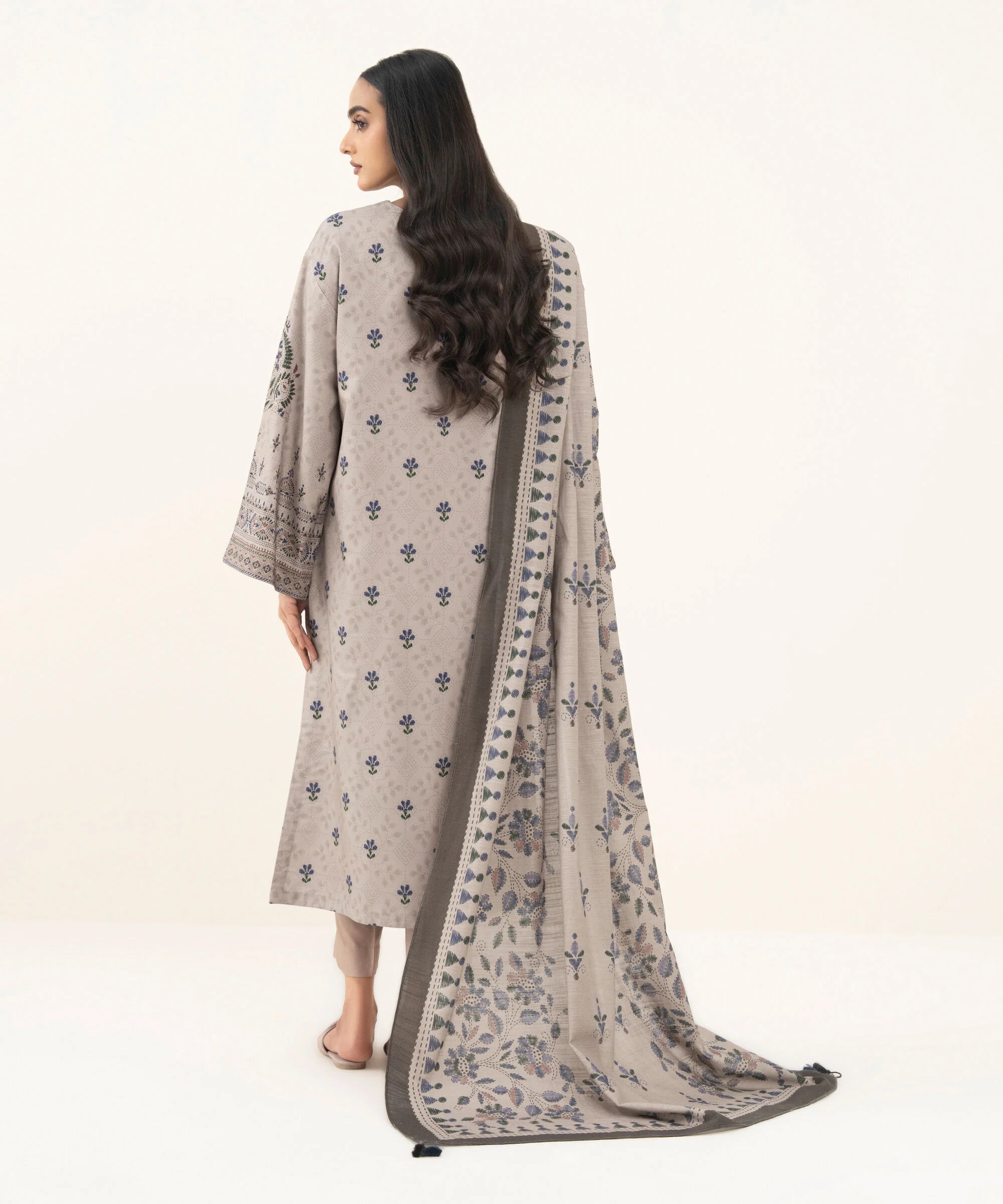 3 Piece - Printed Linen Suit