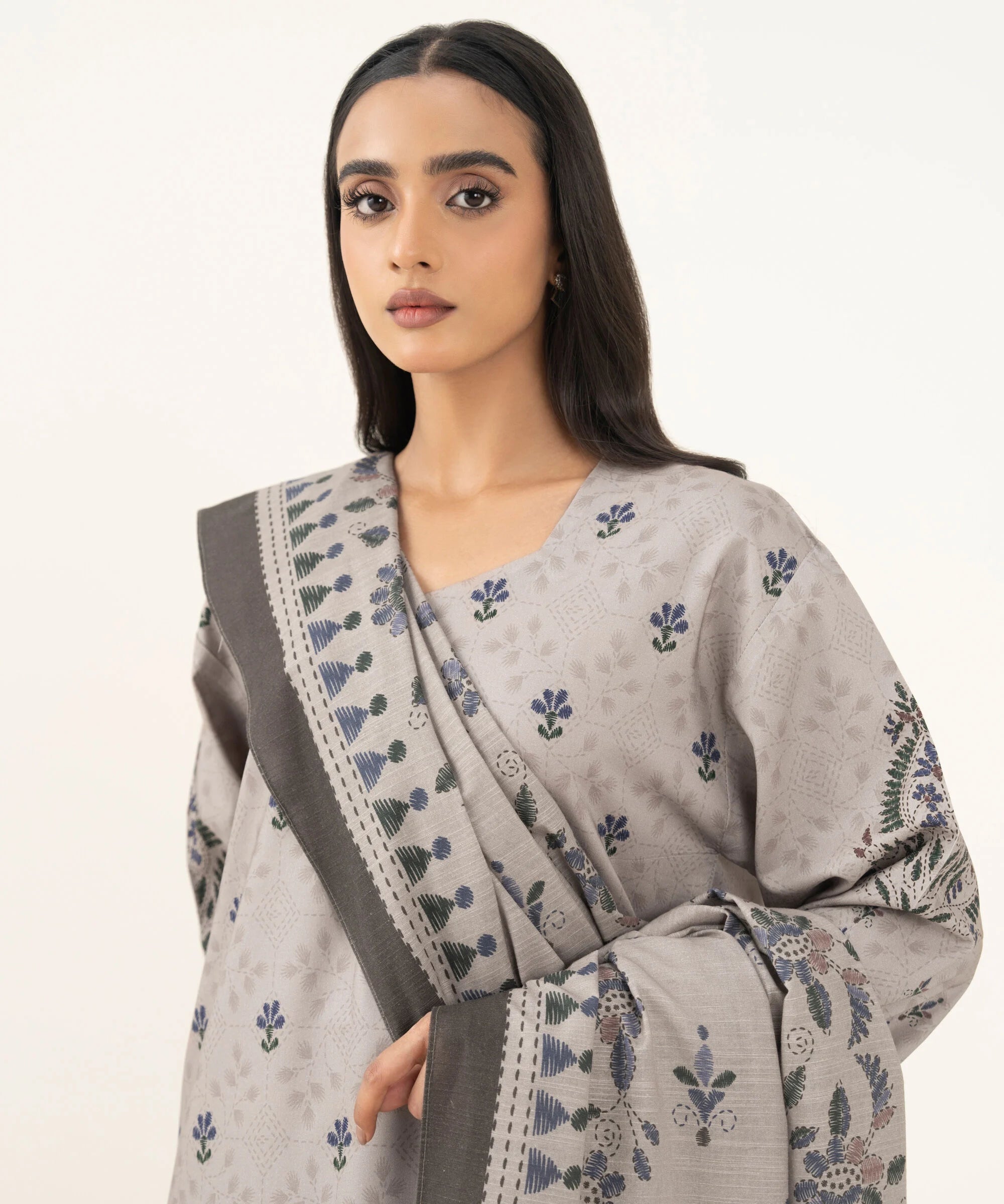 3 Piece - Printed Linen Suit