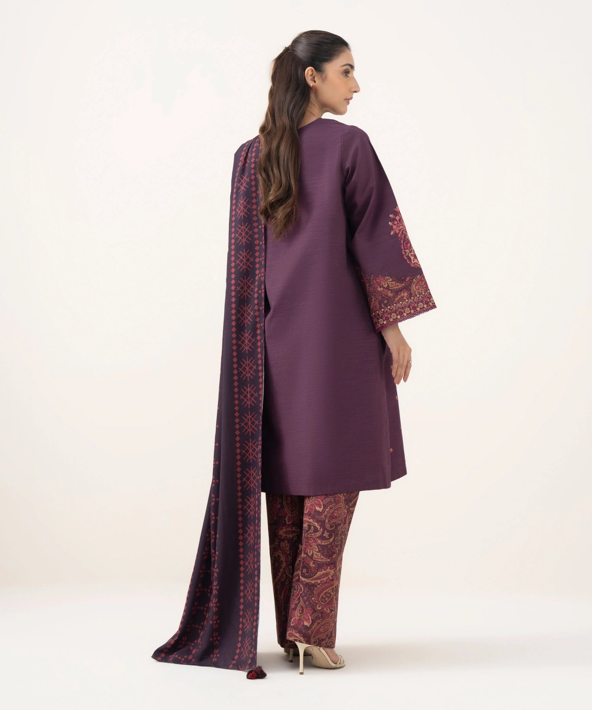 3 Piece - Embroidered Khaddar Suit