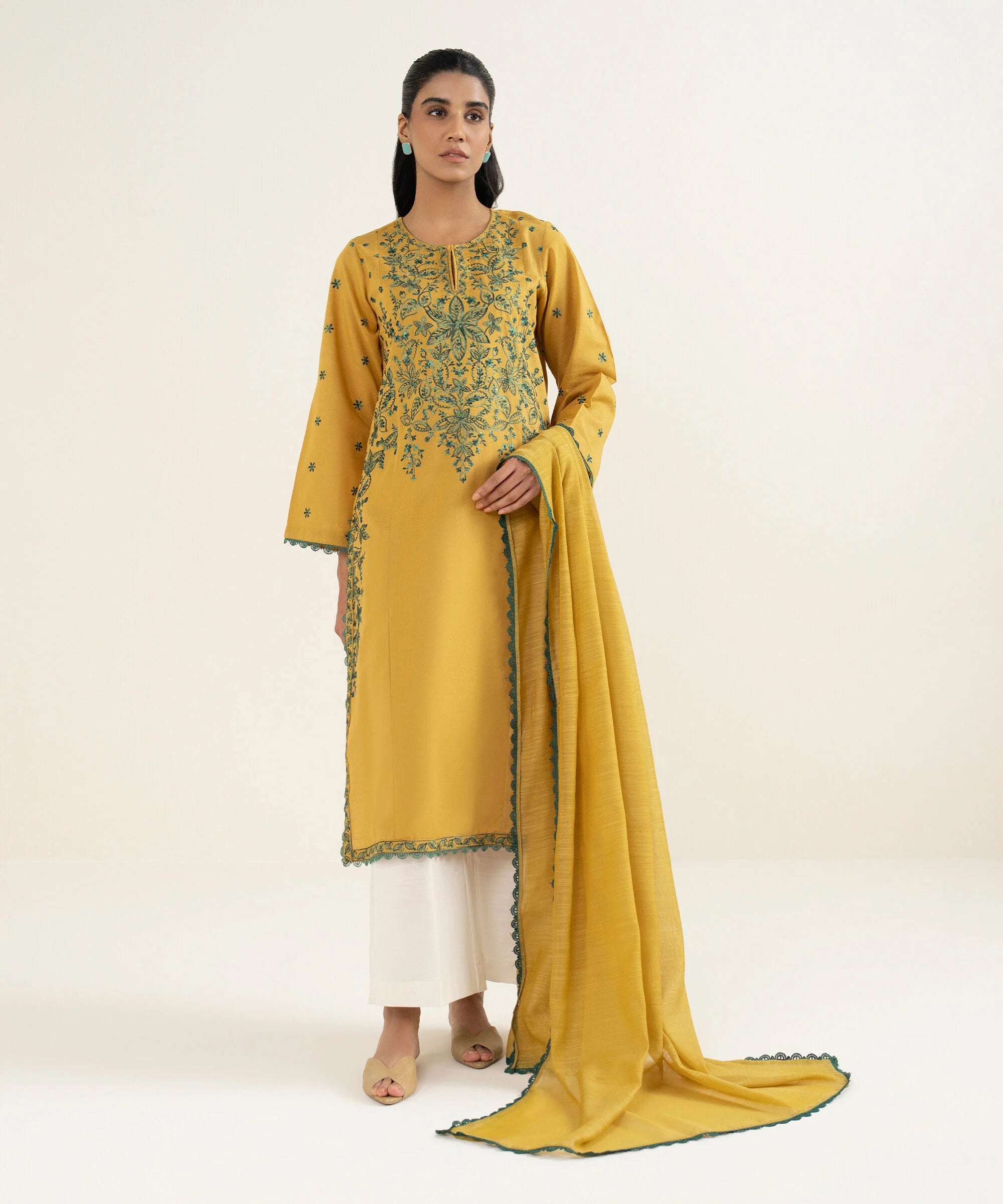 Embroidered Light Khaddar Shirt