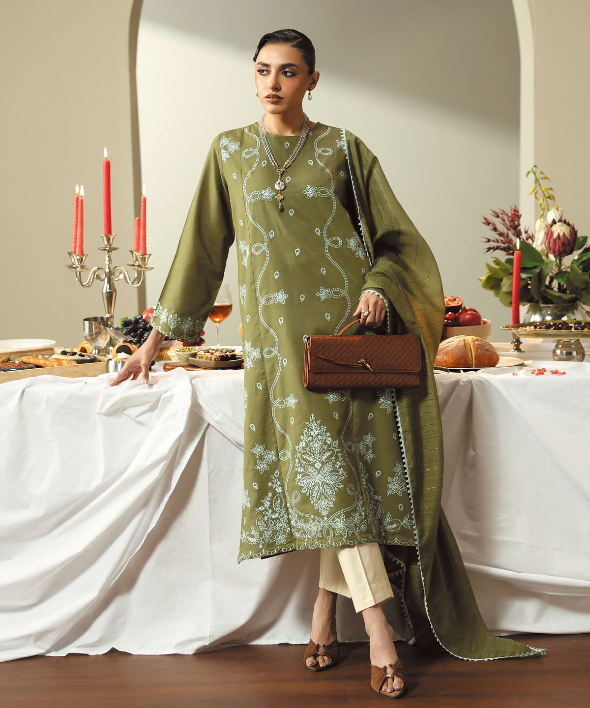 Embroidered Light Khaddar Shirt