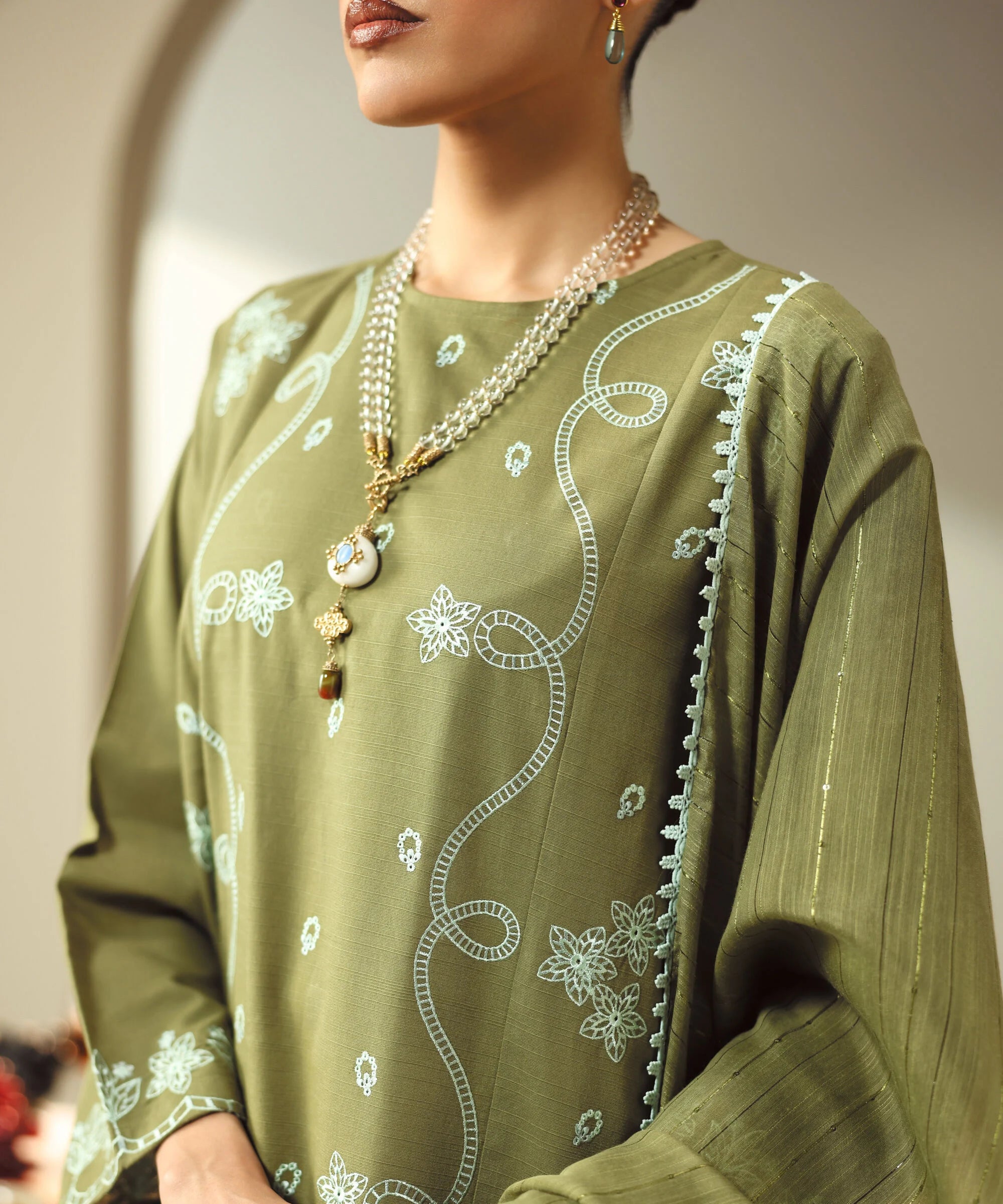 Embroidered Light Khaddar Shirt