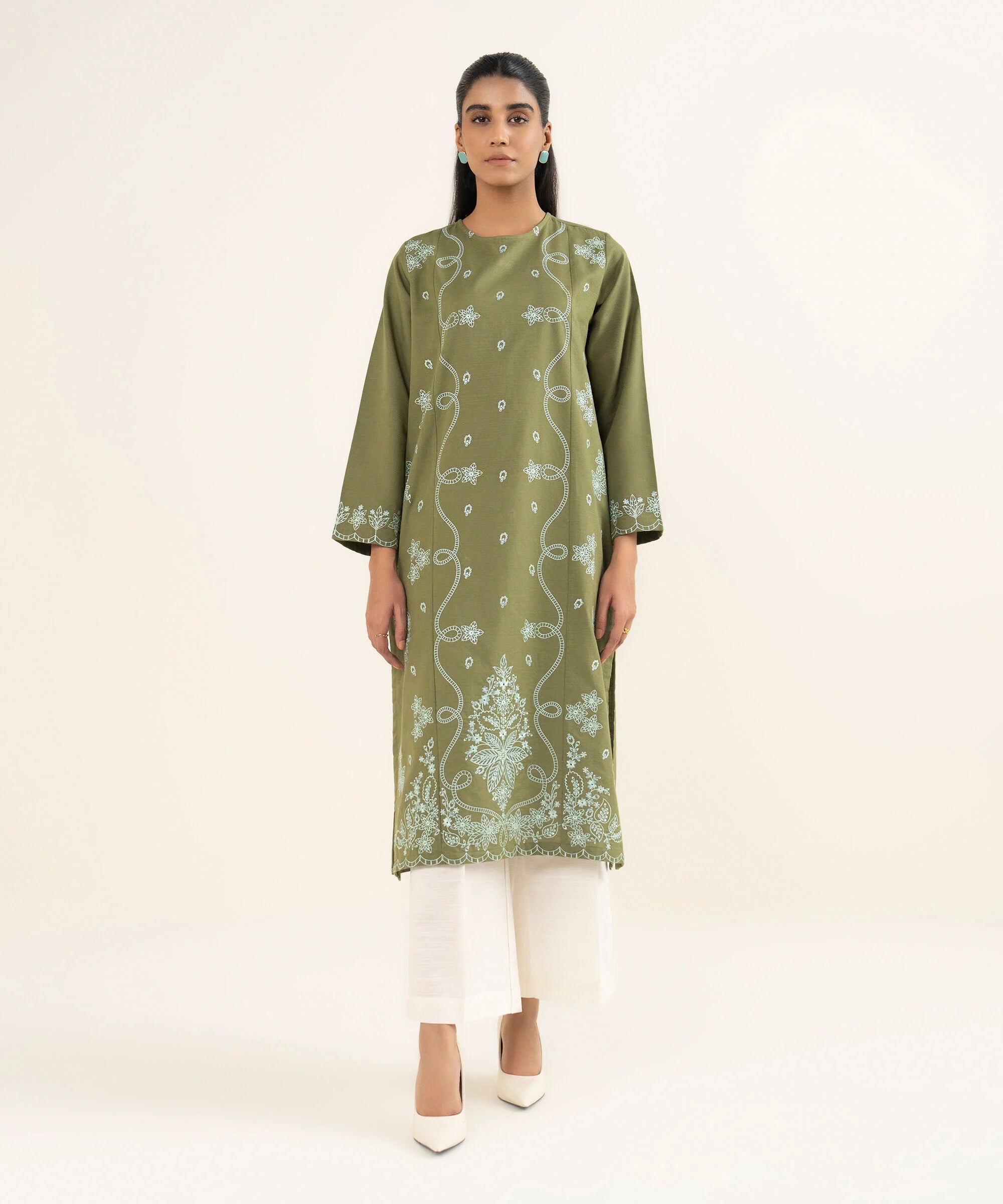 Embroidered Light Khaddar Shirt