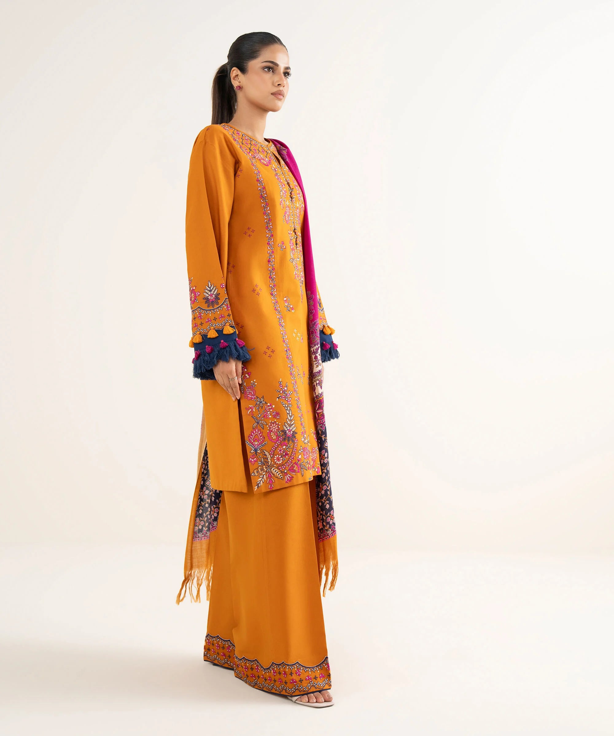 3 Piece - Embroidered Twill Suit