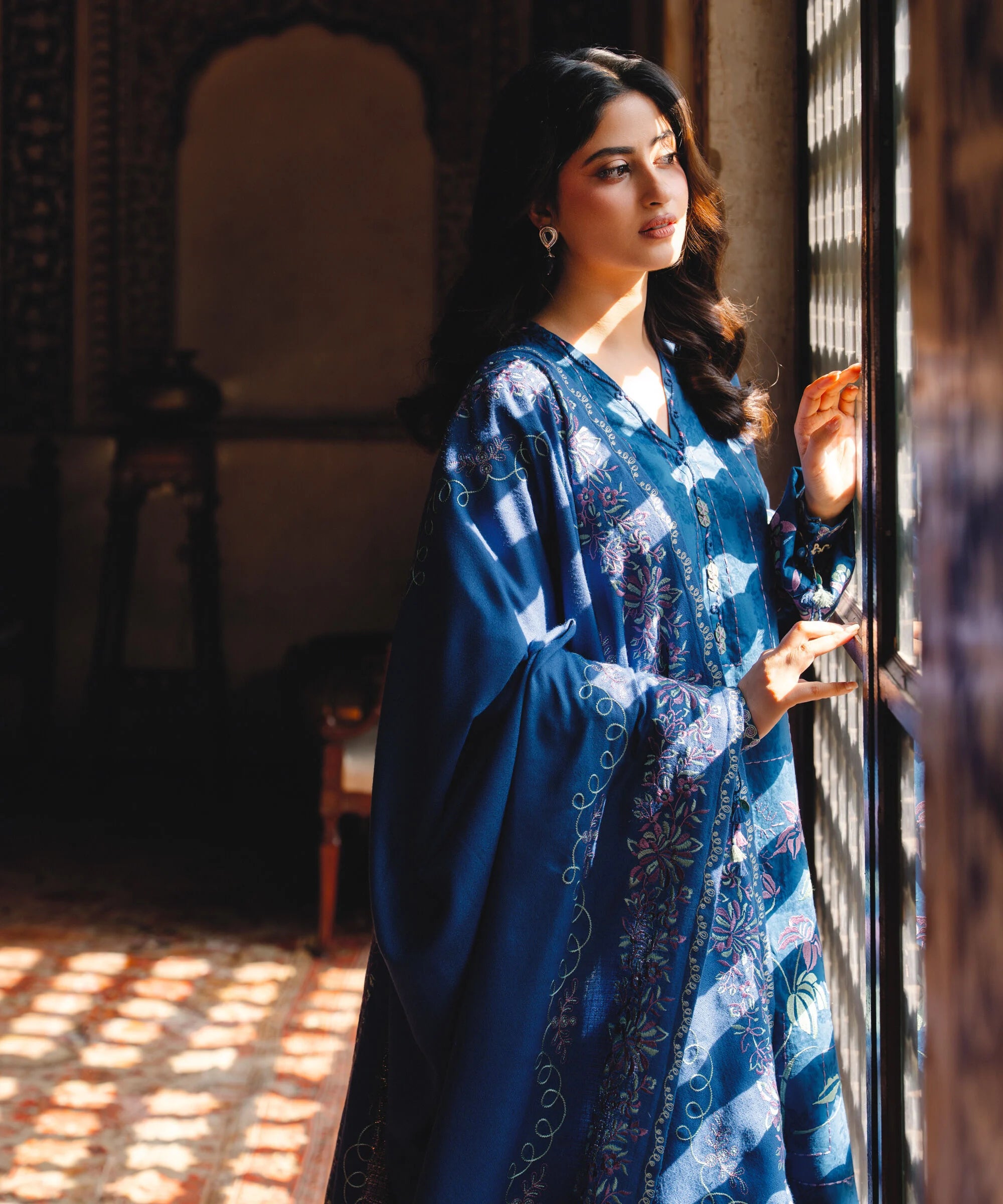 3 Piece - Embroidered Cotton Jacquard Suit